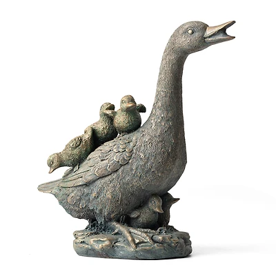 Glitzhome® 15" Faux Bronze Duck Garden Statue