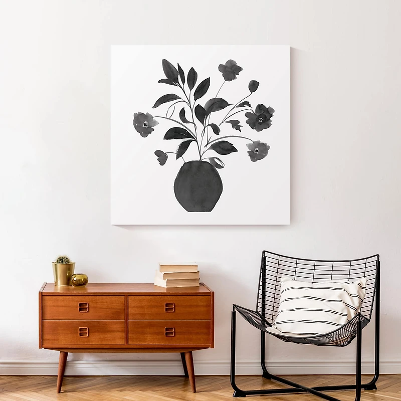 Monochromatic Floral I 30" x 30" Canvas Wall Art