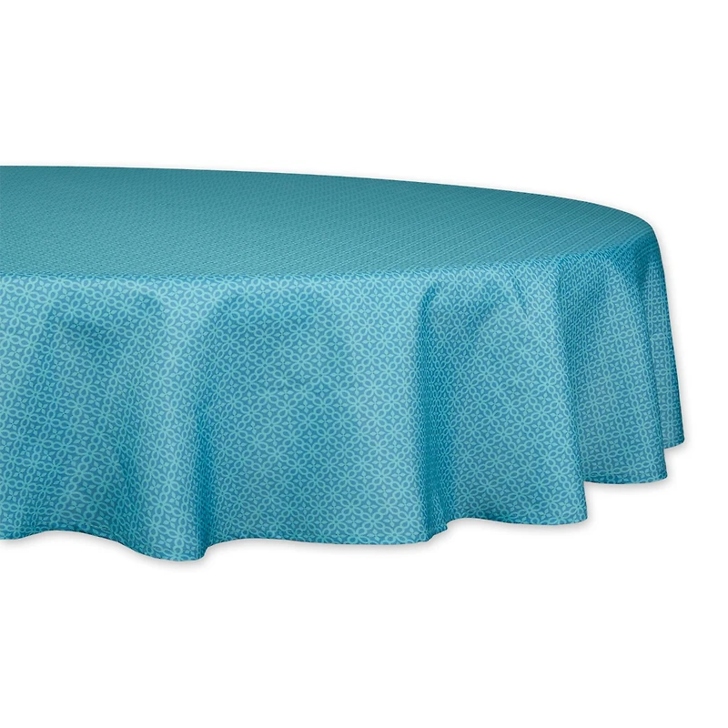 Storm Blue Tonal Lattice Print Outdoor Tablecloth, 60" Round
