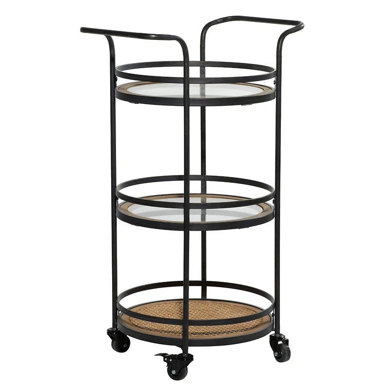 Brown Wood Industrial Bar Cart 35" x 21" x 16"