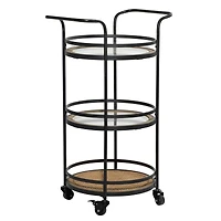 Brown Wood Industrial Bar Cart 35" x 21" x 16"