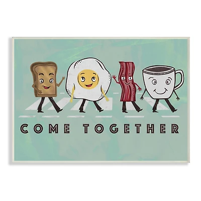 Stupell Industries Come Together Rock n Roll Breakfast Foods on Crosswalk Wall Plaque