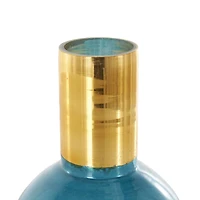 Blue & Gold Geometric Glass Vase Set