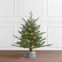 2ft. Pre-Lit Artificial Christmas Tree in Stump Planter, Warm White LED Lights