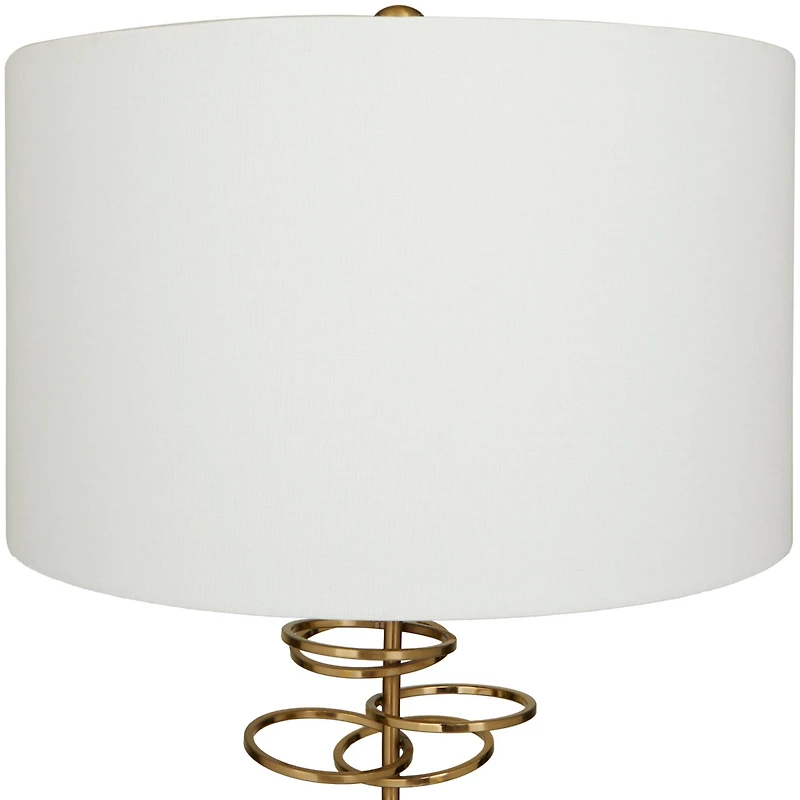 Gold Metal Gold Stacked Ring Table Lamp with Drum Shade 15" x 15" x 30"