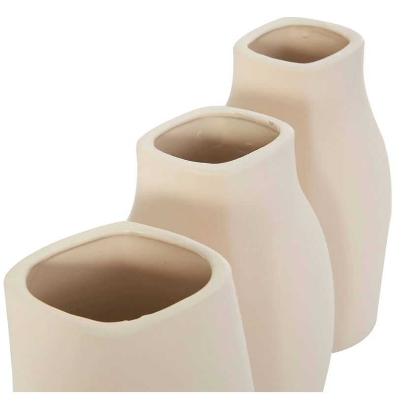 9" Cream Ceramic Minimalistic Vase Set