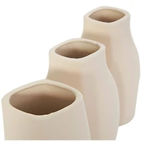 9" Cream Ceramic Minimalistic Vase Set