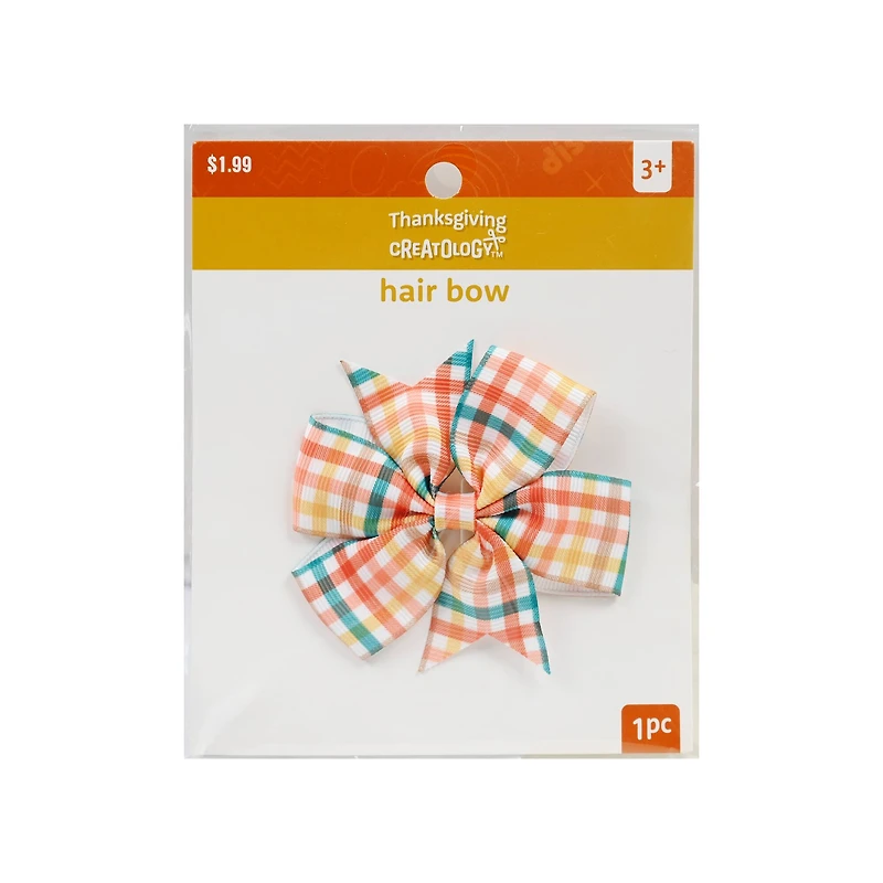 Thanksgiving Gingham Hair Bow Clip by Creatology™