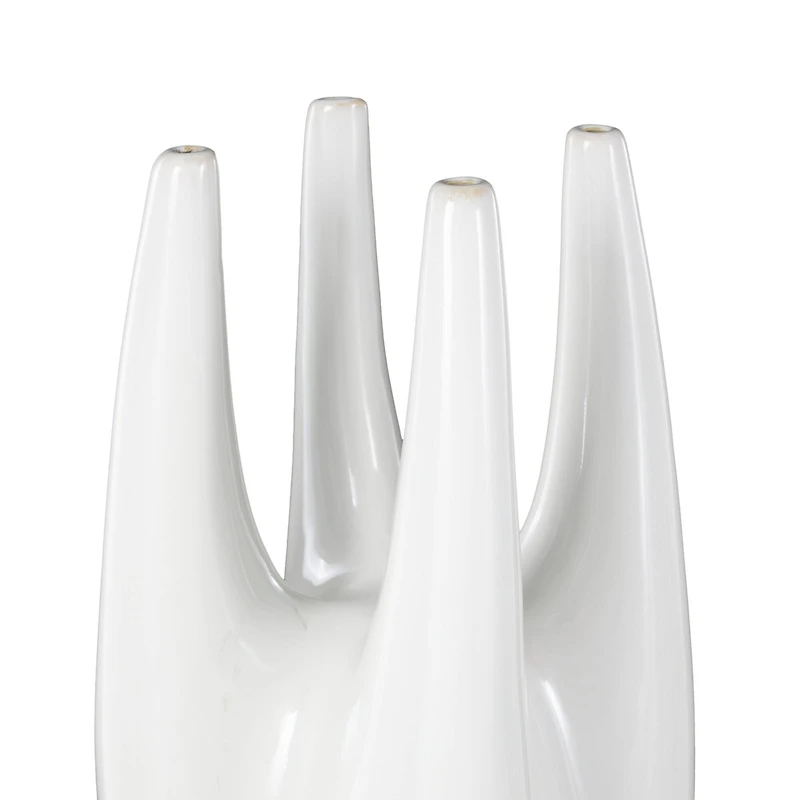 22" White Abstract 4-Opening Ceramic Vase