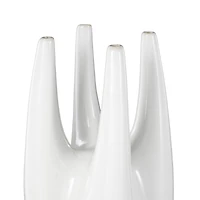 22" White Abstract 4-Opening Ceramic Vase