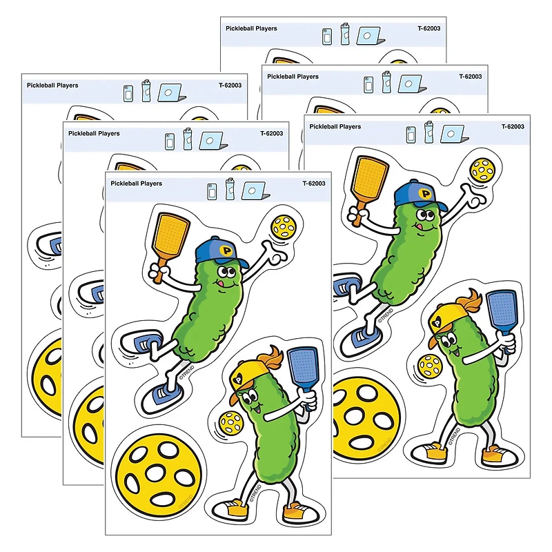 TREND Enterprises® Pickleball Players Vinyl Stickers, 6 Packs of 3