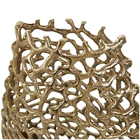 20.75" Gold Aluminum Rounded Vase with Freeform Open Lattice Work