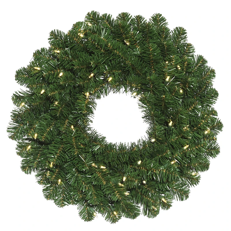 20" Pre-Lit Oregon Fir Artificial Christmas Wreath, Warm White LED Wide Angle Lights