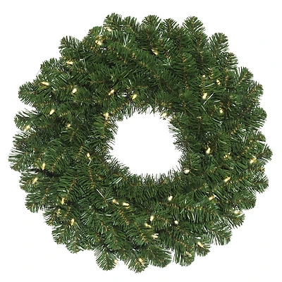 20" Pre-Lit Oregon Fir Artificial Christmas Wreath, Warm White LED Wide Angle Lights