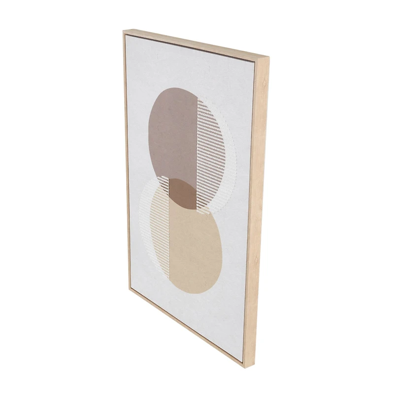 25" x 37" Wooden Geometric Circle Wall Art with White Fabric Detailing