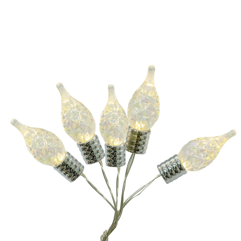 12ct. Warm White LED Iridescent Flame Tip Bulb String Lights on Silver Wire by Ashland®