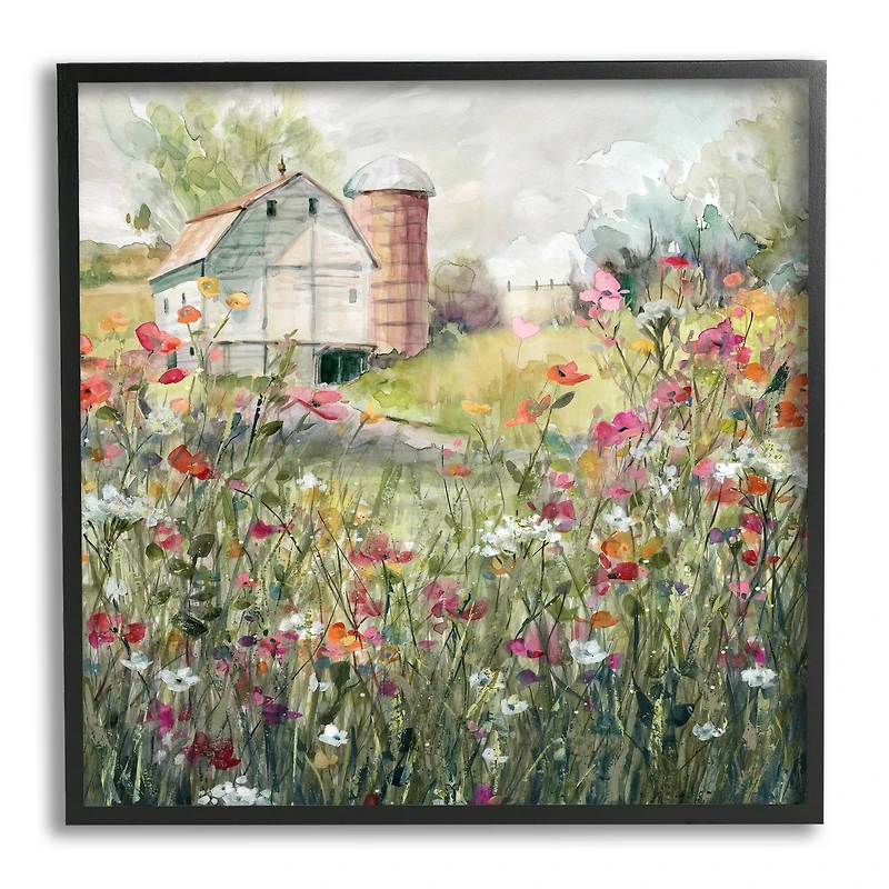 Stupell Industries Vibrant Flower Blossoms Rural Barn Framed Giclee Art
