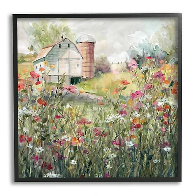 Stupell Industries Vibrant Flower Blossoms Rural Barn Framed Giclee Art