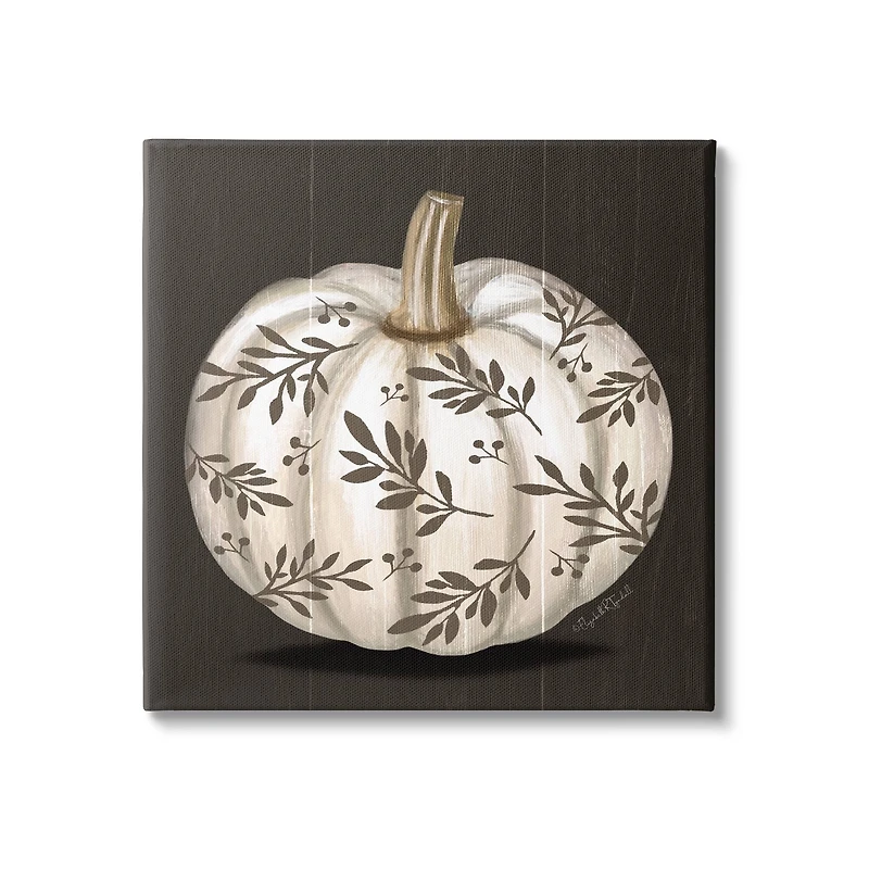 Stupell Industries Leaf Patterned Fall Pumpkin Canvas Wall Art