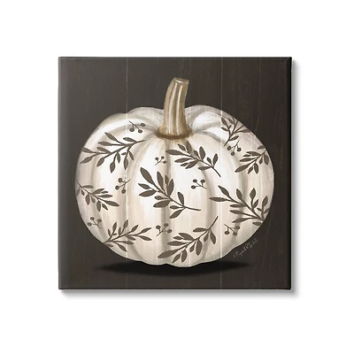 Stupell Industries Leaf Patterned Fall Pumpkin Canvas Wall Art
