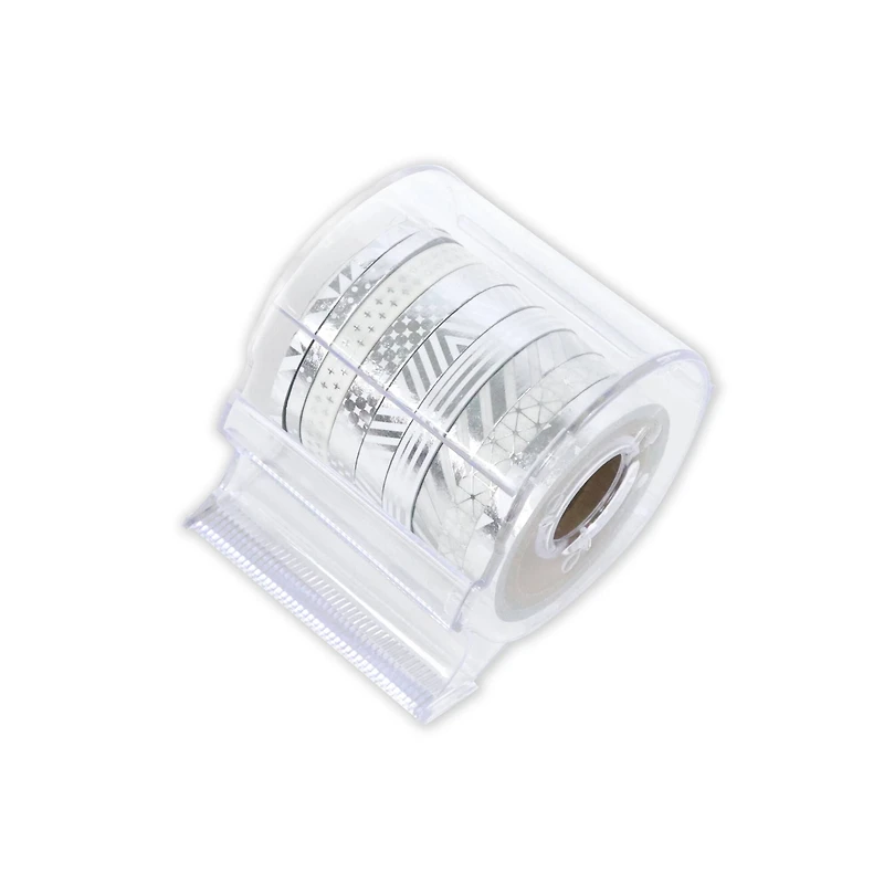 12 Pack: Silver Foil Crafting Washi Tape & Dispenser Set by Recollections™