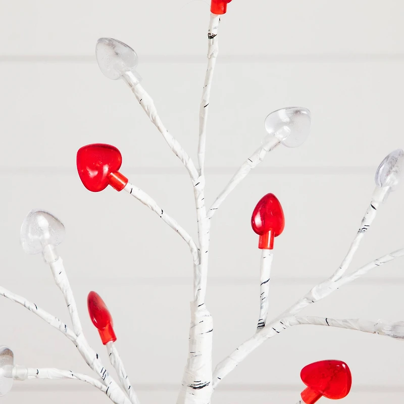 2ft. Pre-Lit Artificial Valentine's Day Twig Tree with 24 Red & White Heart-Shaped LED Lights