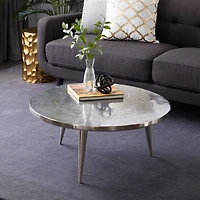 Silver Aluminum Traditional Coffee Table