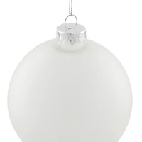 4ct. 4" White & Silver Frosted Matte Glass Ball Ornaments