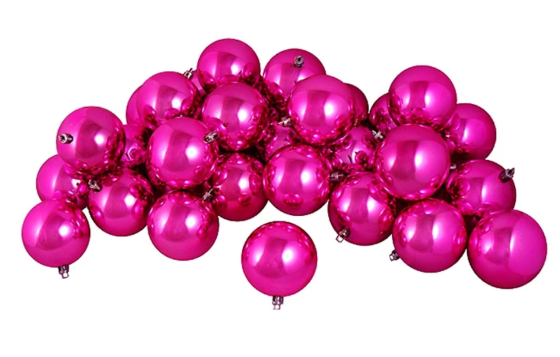 12ct. 4" Pink Shiny Shatterproof Christmas Ball Ornaments