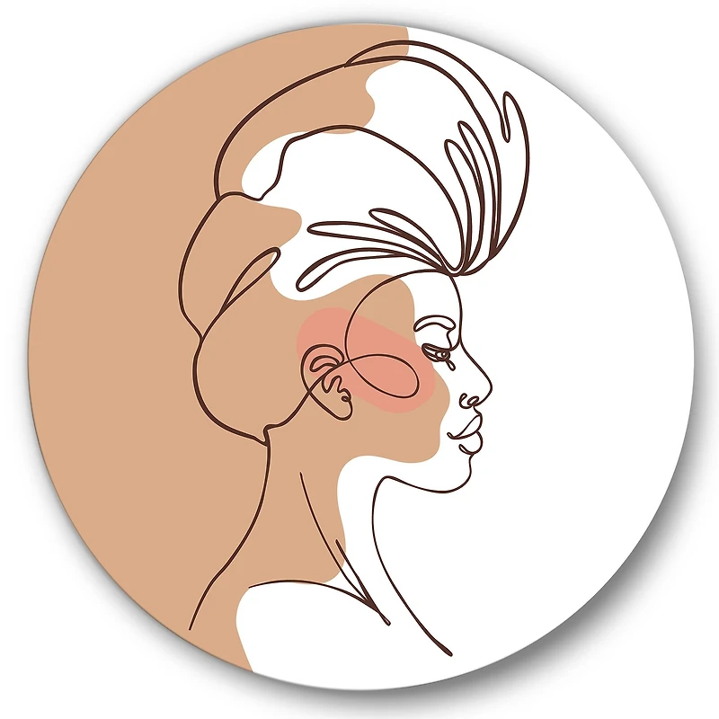 Designart - One Line Portrait of African American Woman II