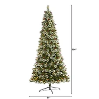 9ft. Pre-Lit Frosted Swiss Pine & Berries Artificial Christmas Tree with Clear LED Lights