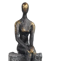 14" Black Modern Couple Sculpture