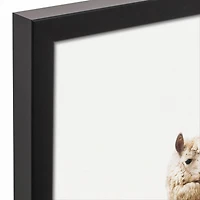 Leafy Llama Pile Black Framed Canvas