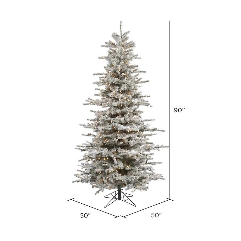7.5ft. Pre-Lit Flocked Sierra Fir Slim Artificial Christmas Tree, Clear Lights