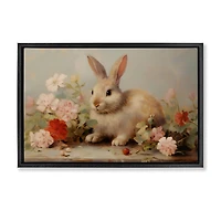 Stupell Industries Easter Bunny with Flower Bundles Floating Frame Wall Art