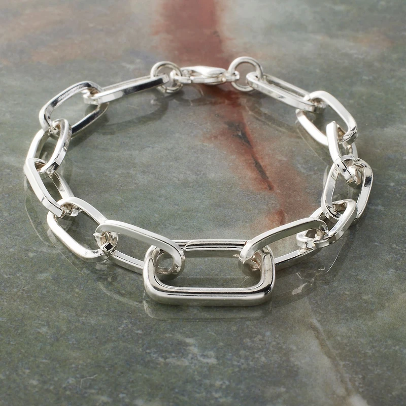 7.1" Silver Paperclip Link Charm Bracelet by Bead Landing™