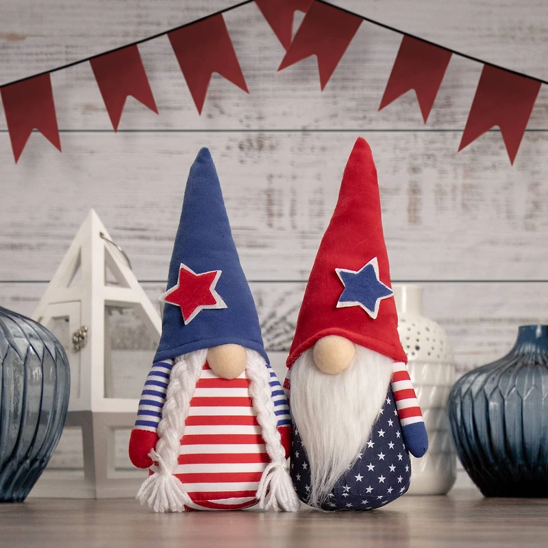 10.5" Americana Girl 4th of July Patriotic Gnome