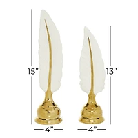 CosmoLiving by Cosmopolitan Gold Porcelain Glam Feather Sculpture Set