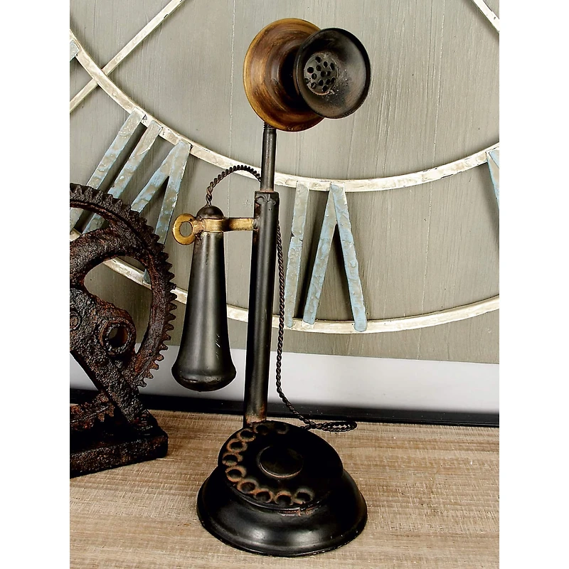 13" Antique Candlestick Phone Table Accent