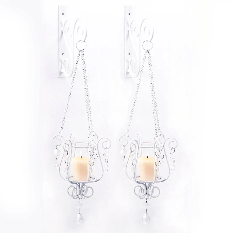 19.5" Bedazzling Pendant Candle Wall Sconce, 2ct.