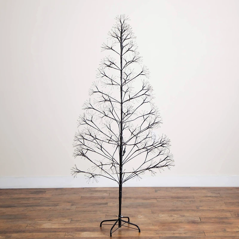6ft. Pre-Lit Artificial Halloween Black Starburst Tree with 1680 Fairy Warm White LED Lights