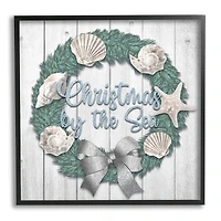 Stupell Industries Christmas By The Sea Nautical Wreath Framed Giclee Art