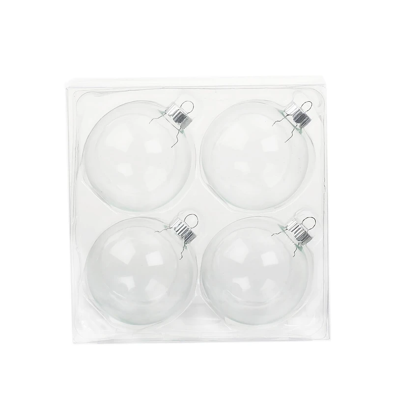 4 Pack 3.25" Clear DIY Glass Ball Ornaments by Make Market®