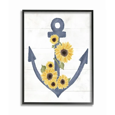 Stupell Industries Countryside Anchor with Sunflower Vine Floral Detail Framed Wall Art