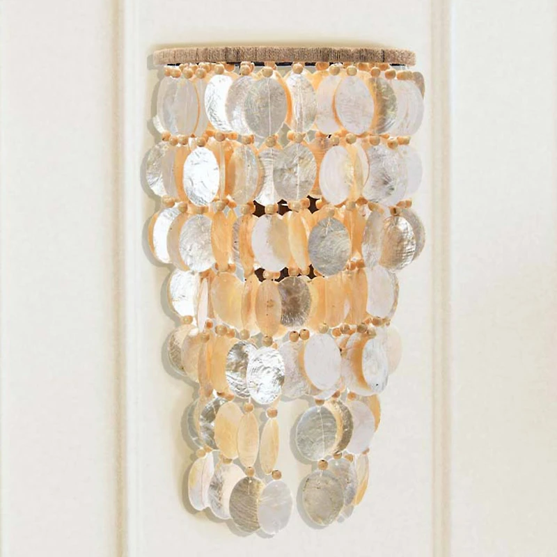 Hello Honey® 18" Capiz and Wood Bead Wall Sconce