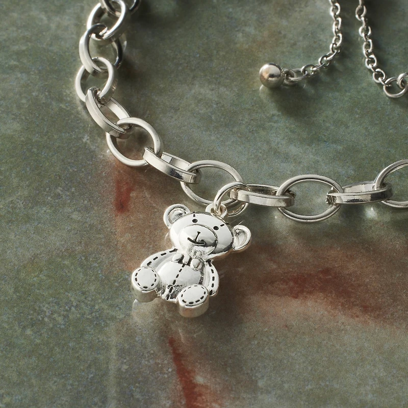 Silver Plated Teddy Bear Charm by Bead Landing™