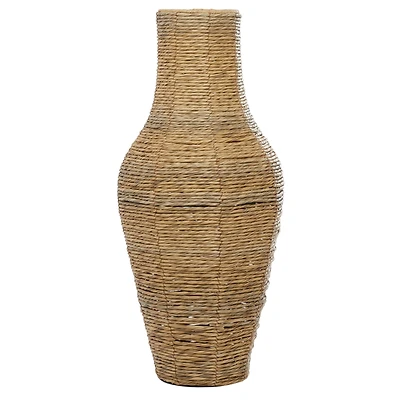 Brown Faux Seagrass Handmade Tall Woven Floor Vase 12" x 12" x 28"