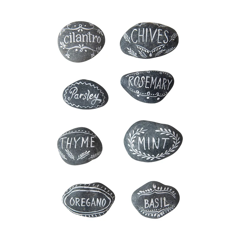 Hello Honey® 3" Hand-Painted Natural Stone Herb Garden Markers, 8ct.