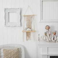 24" Boho Chic Wood Macrame Shelf