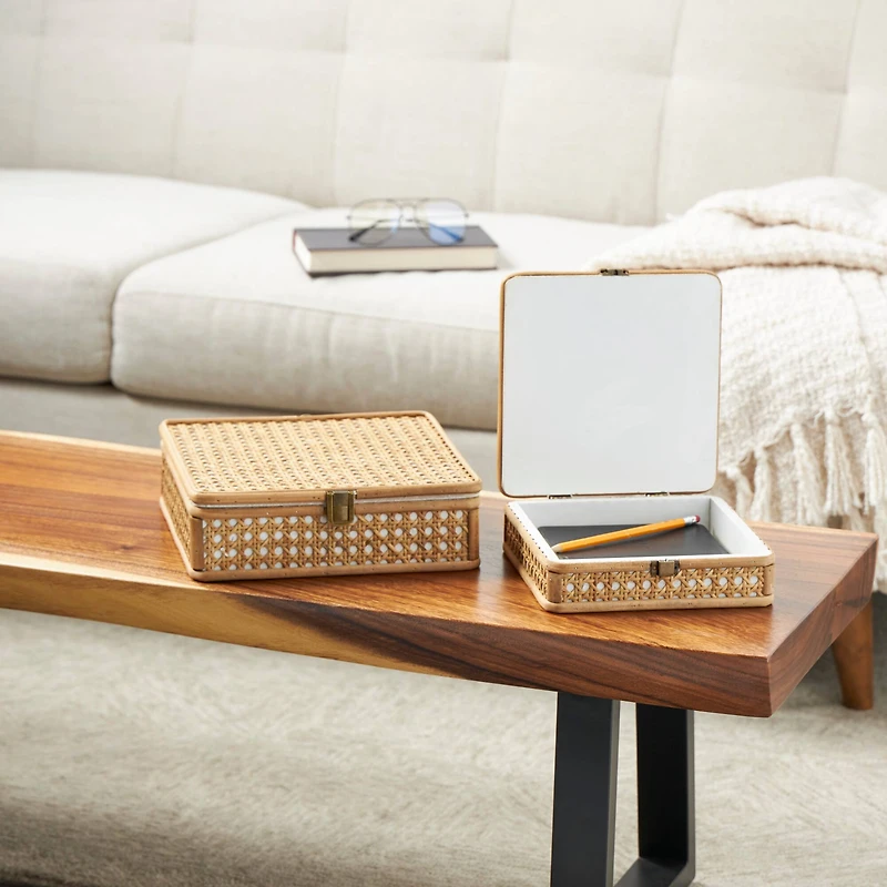 Brown Woven Rattan Box Set